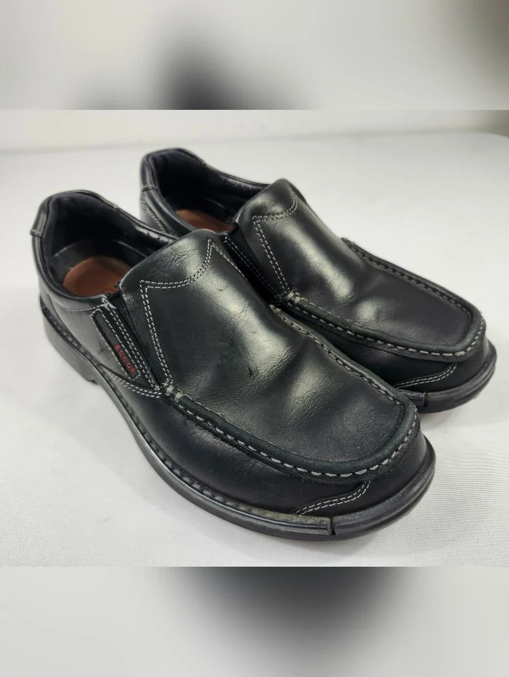 ECCO Black Leather Slip-On Men’s Loafers Size EU 43